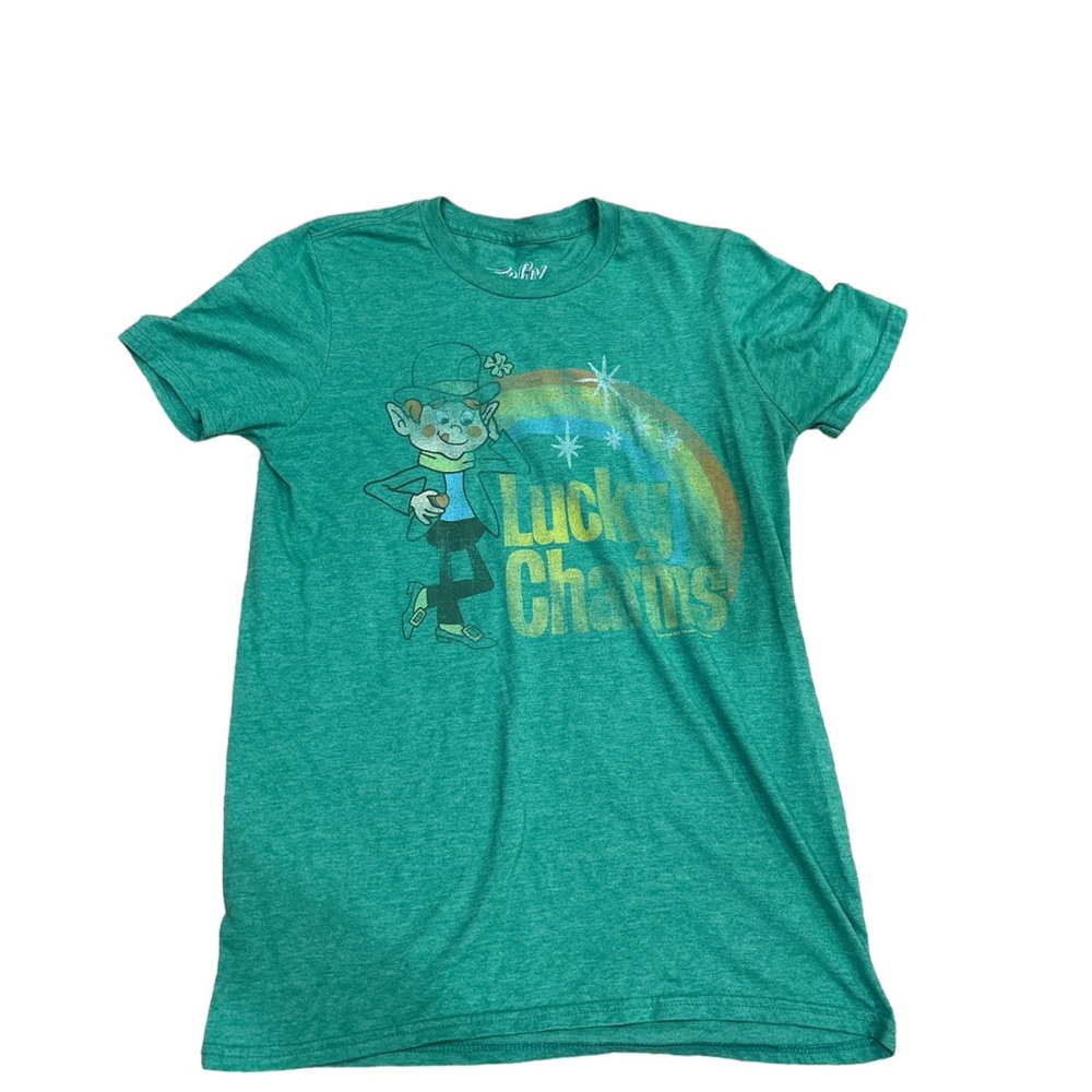 Boys Lucky Charms General Mills Leprechaun Tshirt size Small faded rainbow
